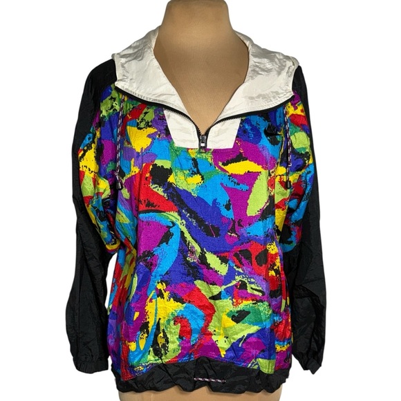Nike 1990’s bright multicolor abstract print windbreaker - Picture 4 of 7